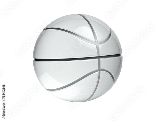Fototapeta A gleaming white basketball isolated on a dark background, with visible panel lines