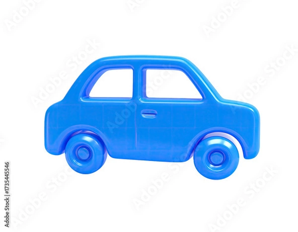Fototapeta A simplistic blue 3D car icon against a black background
