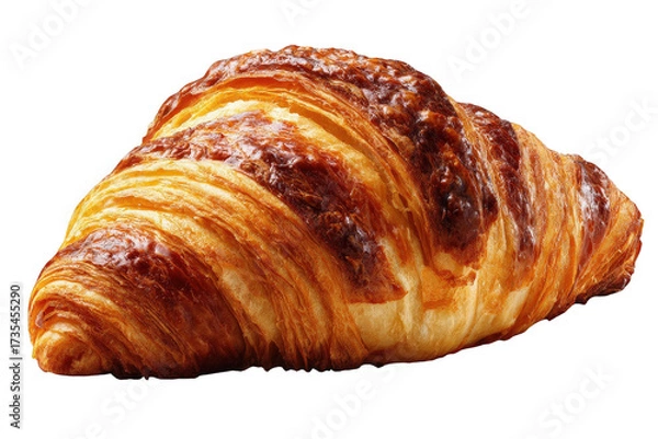 Fototapeta Golden Croissant on Transparent Background with Intricate Layers and Glistening Surface Warm Tones of Brown and Beige Perfect for Bakery or Food Related Designs