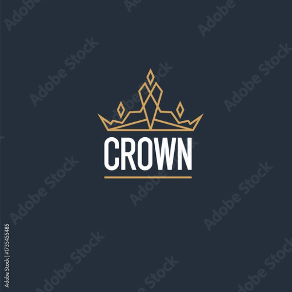 Obraz The linear image of the crown. Isolated vector emblem. Illustration in simple flat style.