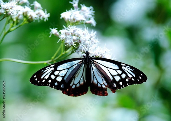 Obraz 旅する蝶アサギマダラにフジバカマ