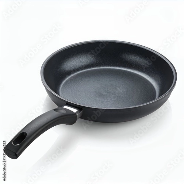 Fototapeta Sleek non-stick frying pan with ergonomic handle isolated on clean white background