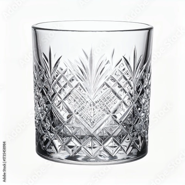 Fototapeta Intricate crystal glassware stands elegantly against a pristine white canvas
