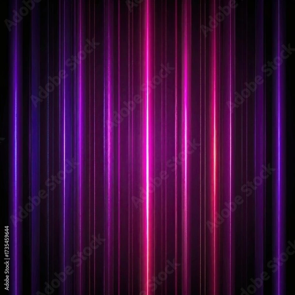 Fototapeta Vertical lines of bright purple and pink light on dark