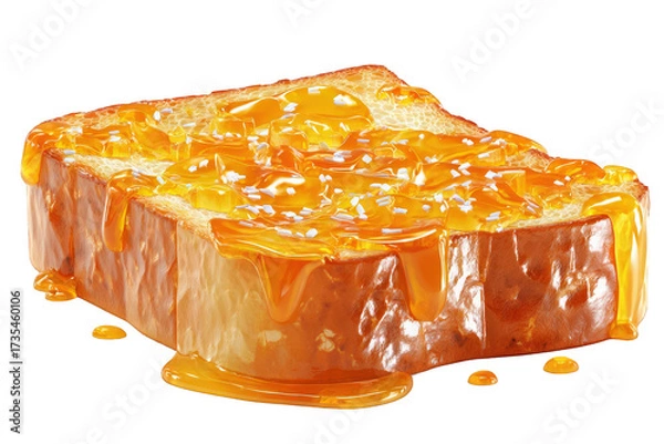 Fototapeta Golden Toast with Orange Marmalade on Transparent Backdrop Delicious Bread Slice Topped with Sweet Citrus Spread Rich Texture and Vibrant Color Warm Lighting Simple Presentation