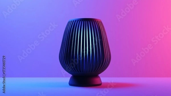 Fototapeta Modern lamp design with vibrant colors in a stylish setting during evening hours