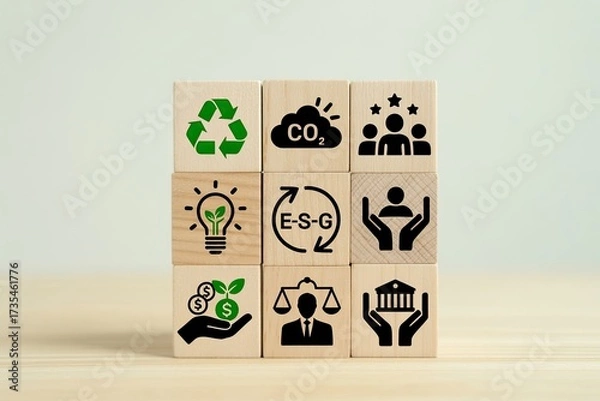 Fototapeta Esg concept with icons representing environment social and governance business strategy for sustainability