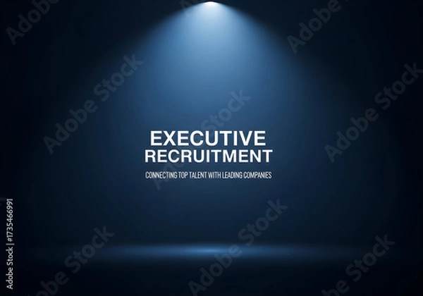 Obraz Executive Recruitment spotlight on text against a dark blue background.