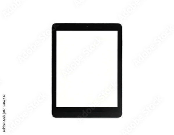 Obraz A rectangular, dark-edged tablet with a bright, blank screen. Against black