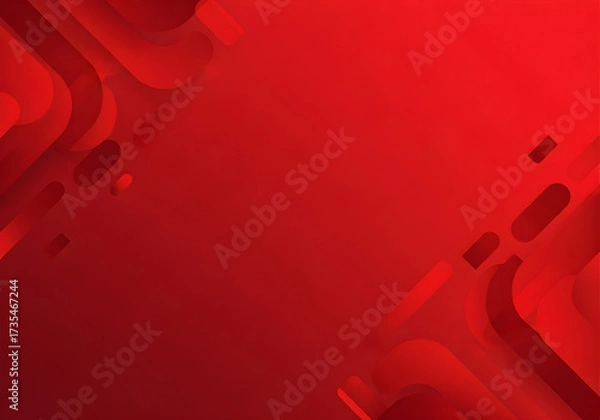 Obraz A vibrant red abstract background with dynamic rounded shapes in the corners, creating a modern and energetic design.