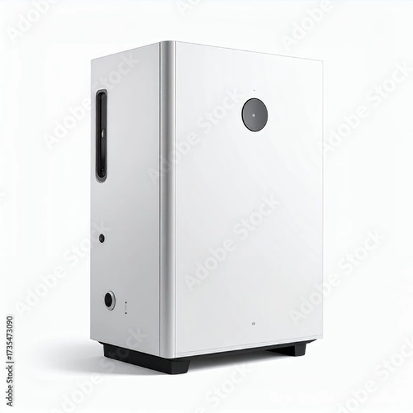 Fototapeta Minimalist white speaker with subdued details set against a clean backdrop