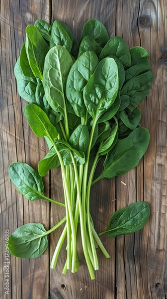 Obraz Fresh Spinach Bunch Ready for Cooking or Salad Preparation