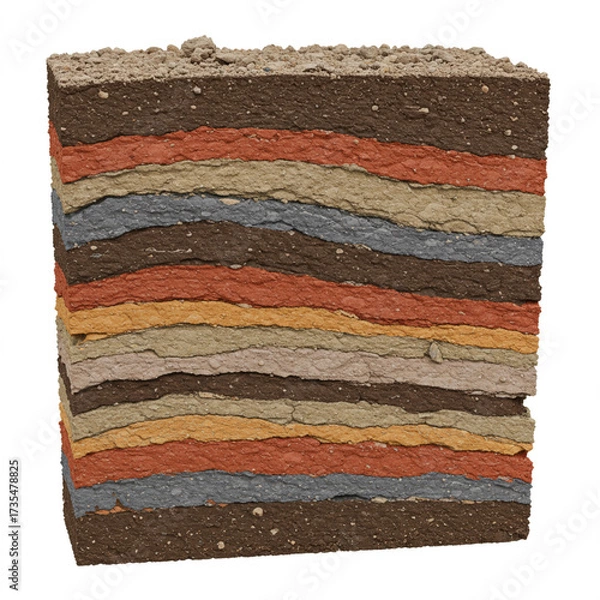Obraz Detailed Soil Profile: Layered Horizons Illustrating Soil Formation in 8k Resolution.