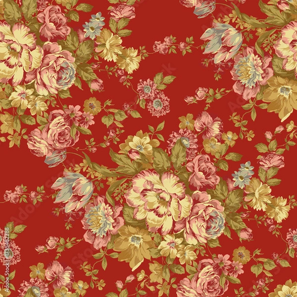 Obraz seamless pattern with red flowers