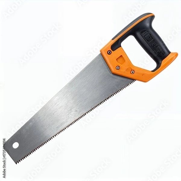 Fototapeta Hand saw tool isolated against a clean white background for carpentry tasks