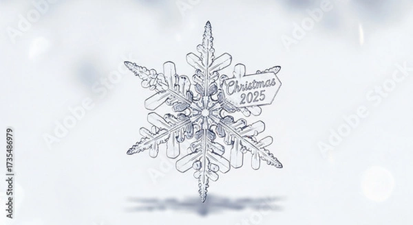 Fototapeta Close-Up of Single Snowflake with Icy Details