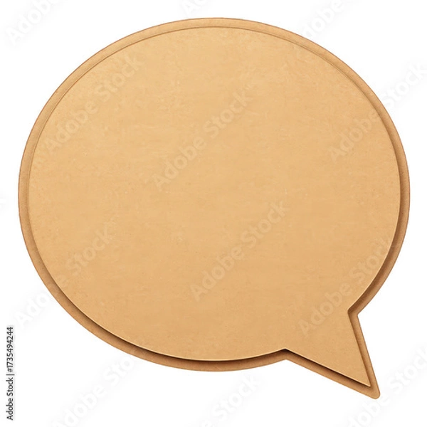 Fototapeta Beige Speech Bubble Icon Crafted from Textured Material on Transparent Background Neutral Tones Simple Shape Communication Concept
