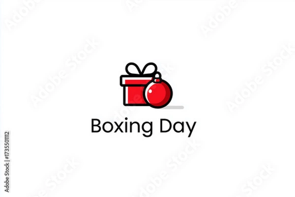Fototapeta Boxing Day celebration illustrated with a red gift box and glove, playful vector design, clean and modern.