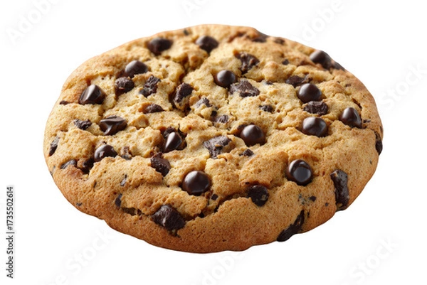 Fototapeta Delicious Chocolate Chip Cookie Isolated on Transparent Background with Crumbs Detail Golden Brown Texture and Rich Dark Chocolate Chips Food Photography Style