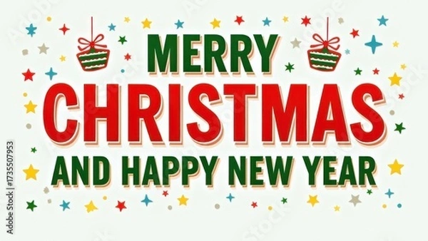 Fototapeta Colored text "MERRY CHRISTMAS AND HAPPY NEW YEAR"