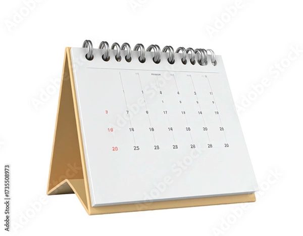 Fototapeta A gold-backed calendar with a white face showing dates, isolated on black