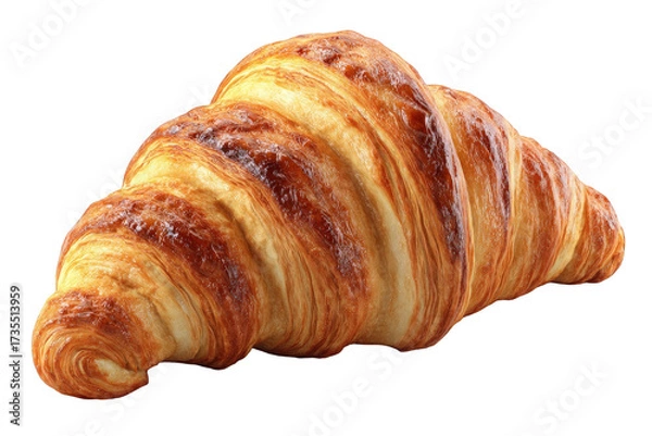 Fototapeta Golden Brown Croissant Pastry on Transparent Background Detailed Texture Freshly Baked Delicious Flaky Layers Perfect Morning Treat High Resolution Photography Close Up Studio Shot Isolated