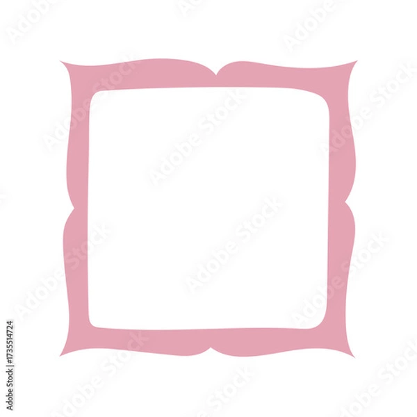 Fototapeta A single hand-drawn square frame with scalloped wavy edges. Bold orange decorative border in doodle style. Ideal for scrapbooking, invitations, greeting cards, photo albums, and creative designs.