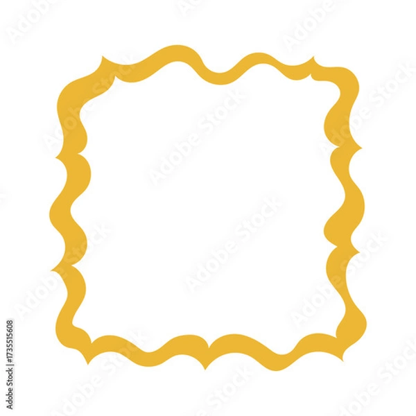 Fototapeta A single hand-drawn square frame with wavy edges. Bold yellow decorative border in a minimalist doodle style. Perfect for scrapbooking, invitations, cards, photo albums, and creative design projects.
