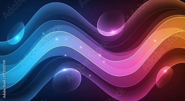 Fototapeta A mesmerizing abstract background featuring vibrant, flowing waves of color that transition from cool blues and purples to warm oranges and yellows, creating a dynamic and energetic feel