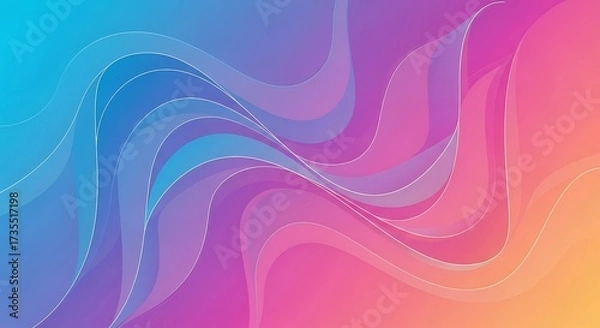 Fototapeta The image showcases a vibrant and dynamic abstract design, featuring a harmonious blend of blue, purple, pink, and orange hues, creating a visually stunning and captivating composition