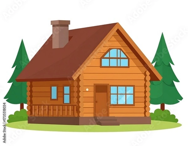 Obraz Rustic Wooden Cabin in Forest.