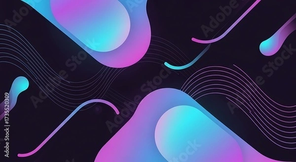 Fototapeta A captivating abstract background featuring fluid shapes in vibrant hues of blue and purple, creating a modern and dynamic design with a sense of movement and depth on a dark backdrop
