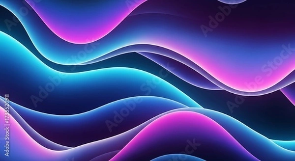Fototapeta A mesmerizing dance of neon hues unfolds, where vibrant blues and purples intertwine in a symphony of light, creating an ethereal and captivating spectacle of modern artistry