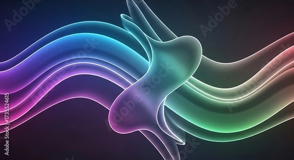 Fototapeta A mesmerizing dance of light unfolds in this abstract composition, where vibrant hues intertwine and fluid forms gracefully converge, creating a captivating visual symphony of color and motion