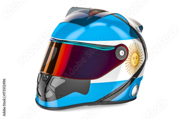 Fototapeta Kask wyścigowy z flagą Argentyny, renderowanie 3D