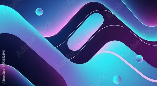 Fototapeta A mesmerizing abstract background featuring vibrant hues of blue, purple, and pink, creating a dynamic and fluid composition with smooth, rounded shapes and subtle gradients, evoking a sense of depth