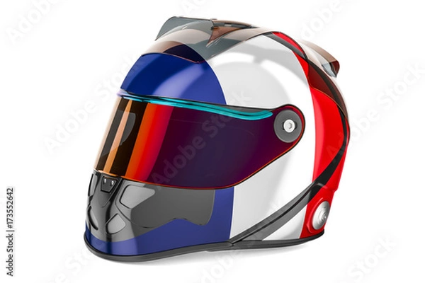 Fototapeta Racing helmet with flag of France, 3D rendering