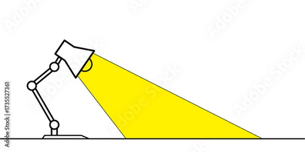Obraz Office lamp desktop line vector, Yellow light bulb or idea symbol bright education bulb or invention sign banner symbol. Flat vector illustration design isolated on white background.