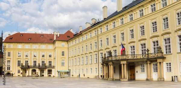 Fototapeta Panorama of the cathedral square in the castle area of Prague, Czechia