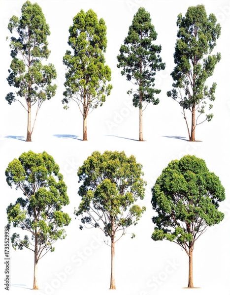 Fototapeta Tall green leafy trees with brown trunks image