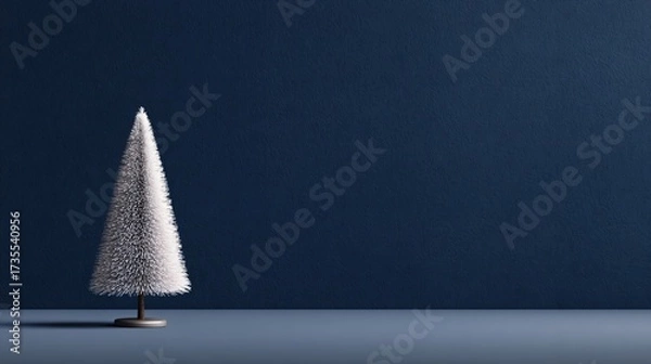 Fototapeta Elegant tiny christmas tree display modern home decorative artwork minimalist interior close-up view holiday concept