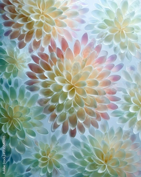 Fototapeta Delicate floral arrangement studio setting digital art soft pastel colors top-down view elegant design inspiration