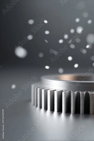 Fototapeta Close-up action of alloy rotor teeth industrial setting product photography macro environment technical concept