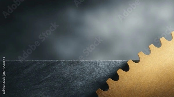 Fototapeta Intricate metallic gear plate closeup industrial setting macro photography textured environment abstract concept