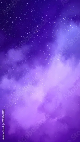 Fototapeta Vibrant purple galaxy nebula with bright stars and cosmic mist creating a dreamy universe scene perfect for astronomy and space themes