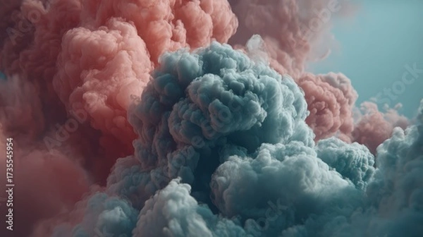 Fototapeta Vibrant colorful smoke clouds floating in the sky creating abstract natural formations with soft textures and dynamic movement