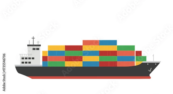 Obraz A cargo ship filled with colorful shipping containers