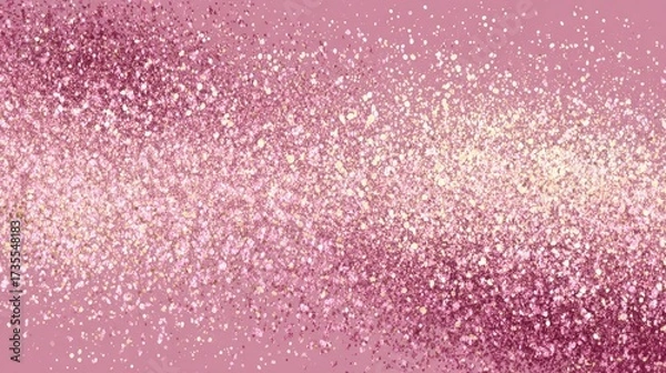 Fototapeta Pink glitter confetti background with sparkling particles and shiny shimme effect for celebration or festive design