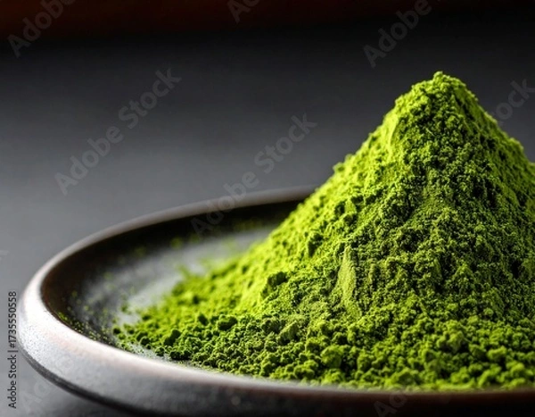 Obraz 皿に盛られた抹茶の粉　イラスト