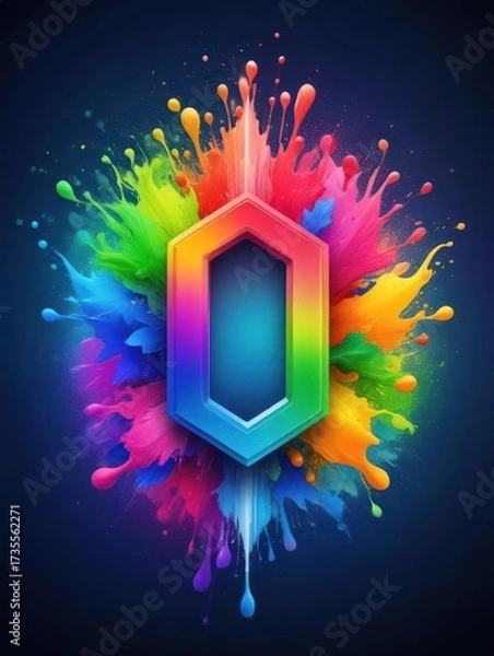Fototapeta Vibrant logo splashing colors on a futuristic background